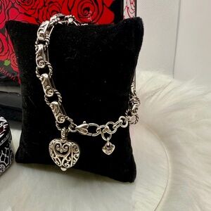 Brighton Silver Plated Bibi Heart Charm  Bracelet